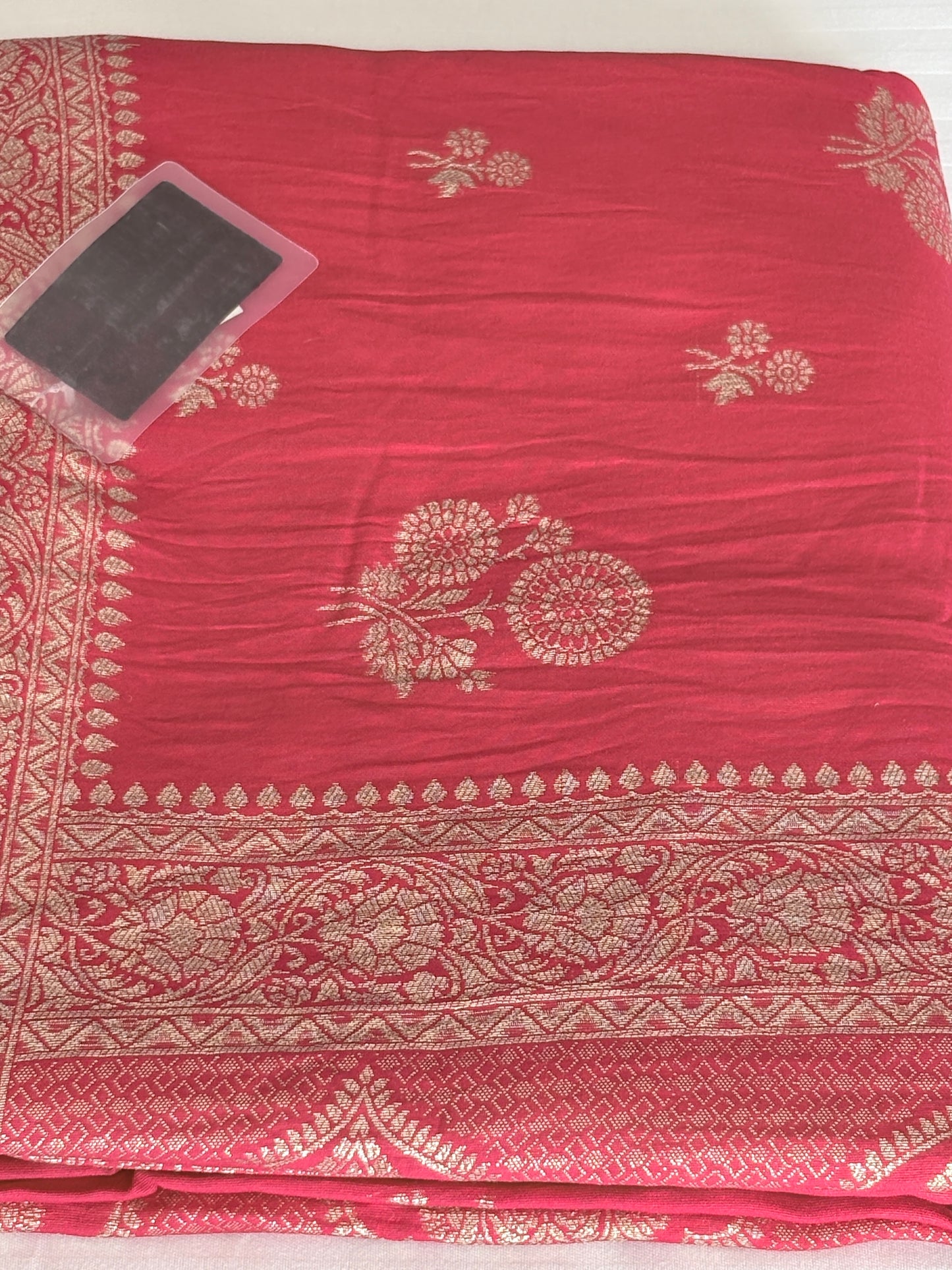 Traditional Banarasi Silk Saree with Zari Butti and Woven Border