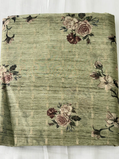 Premium Floral Linen Blend Saree with Designer Border & Tassels
