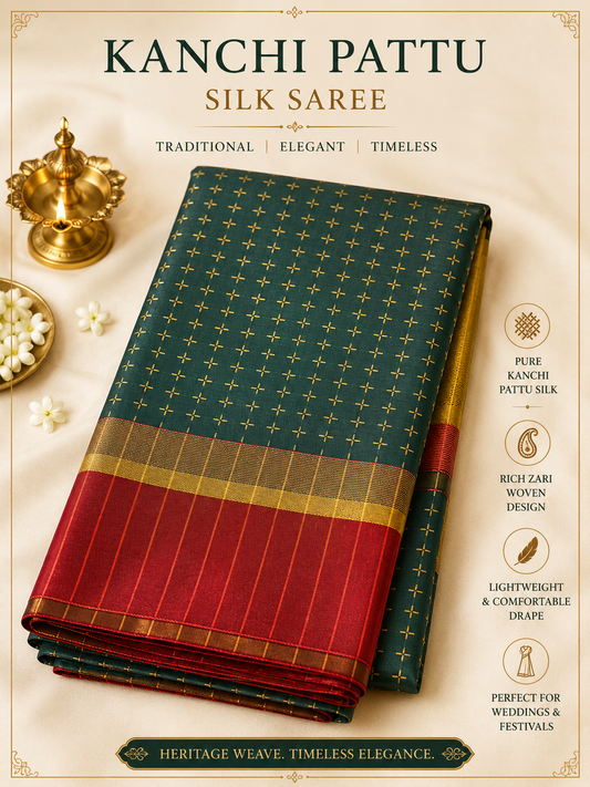 Kanchipuram Pattu Silk Saree with Zari Border