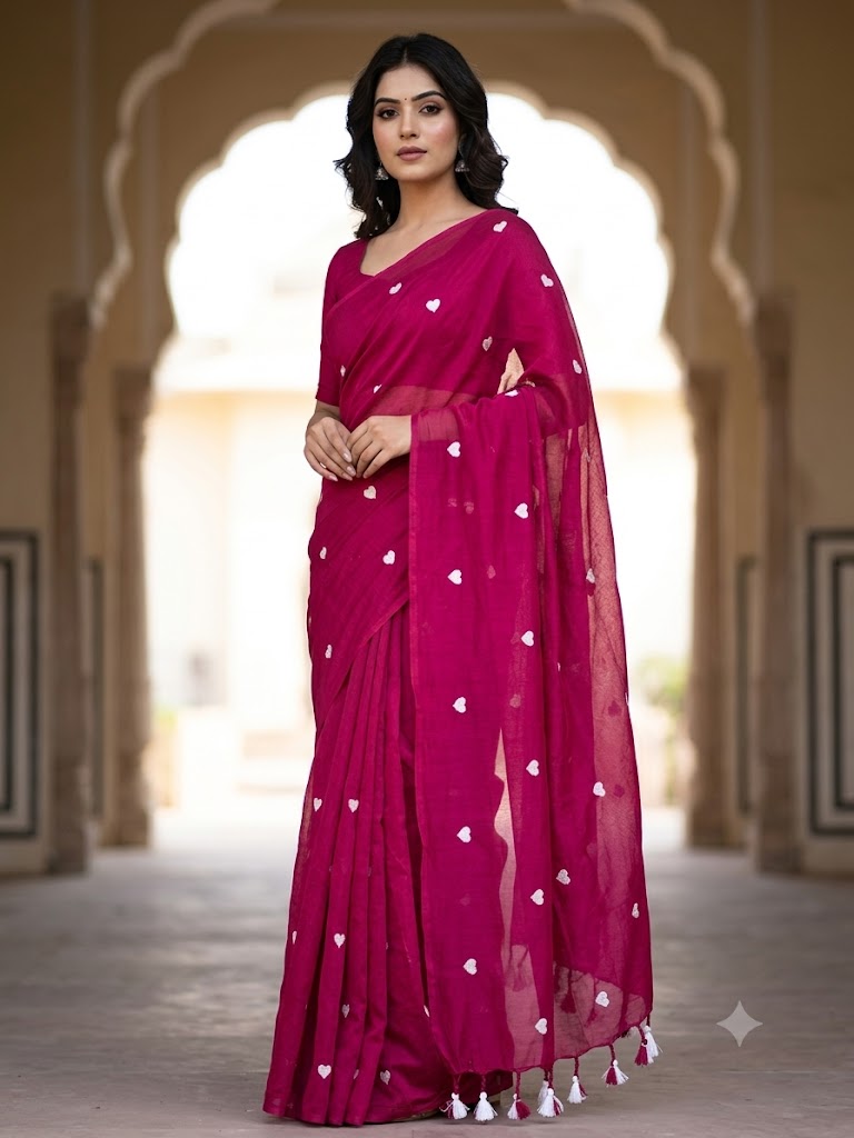 Embroidered Cotton Blend Saree