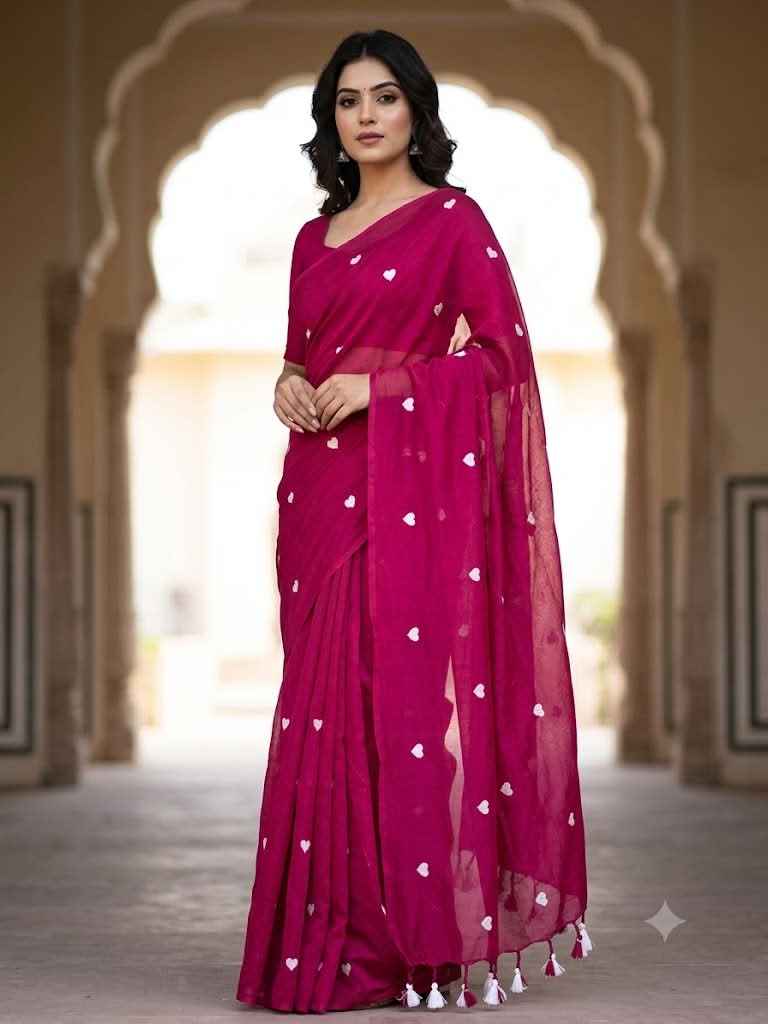 Discover Elegance with Our Embroidered Cotton Sarees Online - Saree Fusion