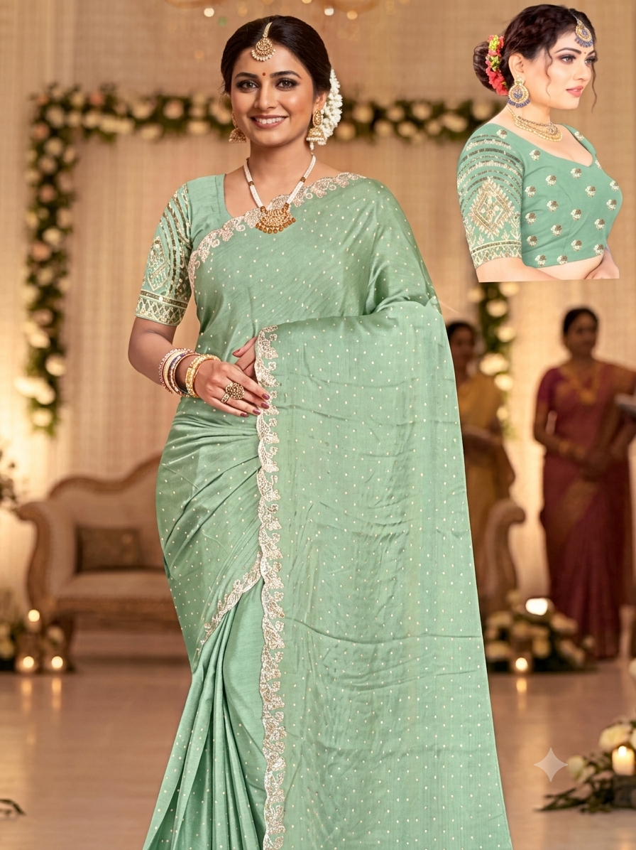 Satin Silk Party Wear Saree
