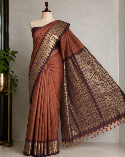 Chennai Soft Silk Saree with Zari Border & Elegant Pallu