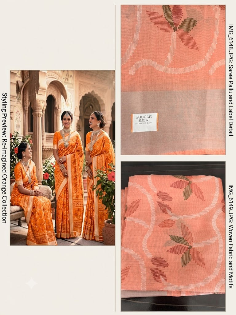 Premium Floral Woven Organza Saree with Designer Border