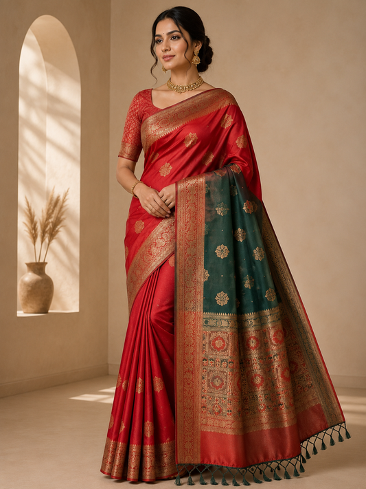Elevate Your Elegance with Our Premium Peacock Silk Saree - Saree Fusion