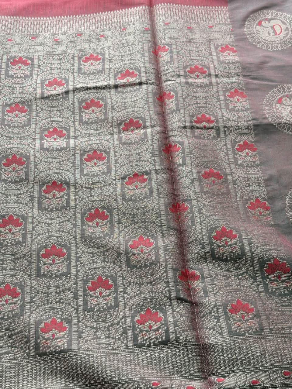 Premium Peacock Silk Saree with Rich Zari Woven Border