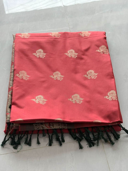 Premium Peacock Silk Saree with Rich Zari Woven Border