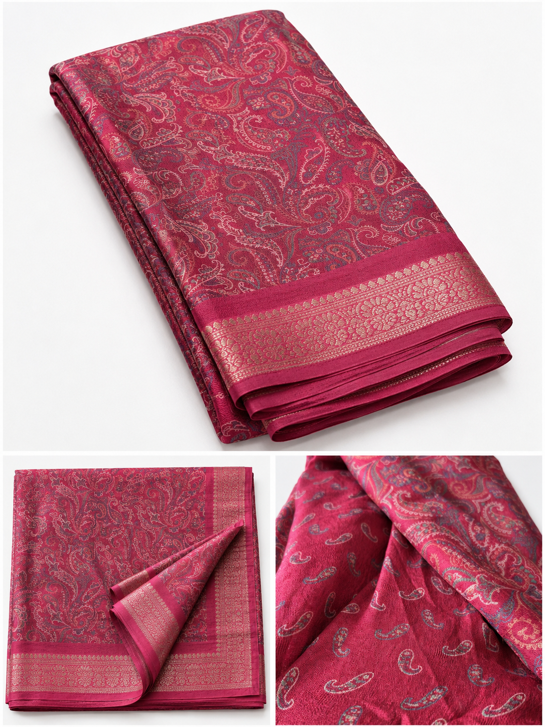Premium Mashmellow Saree with Intricate Printed Design & Zari Border