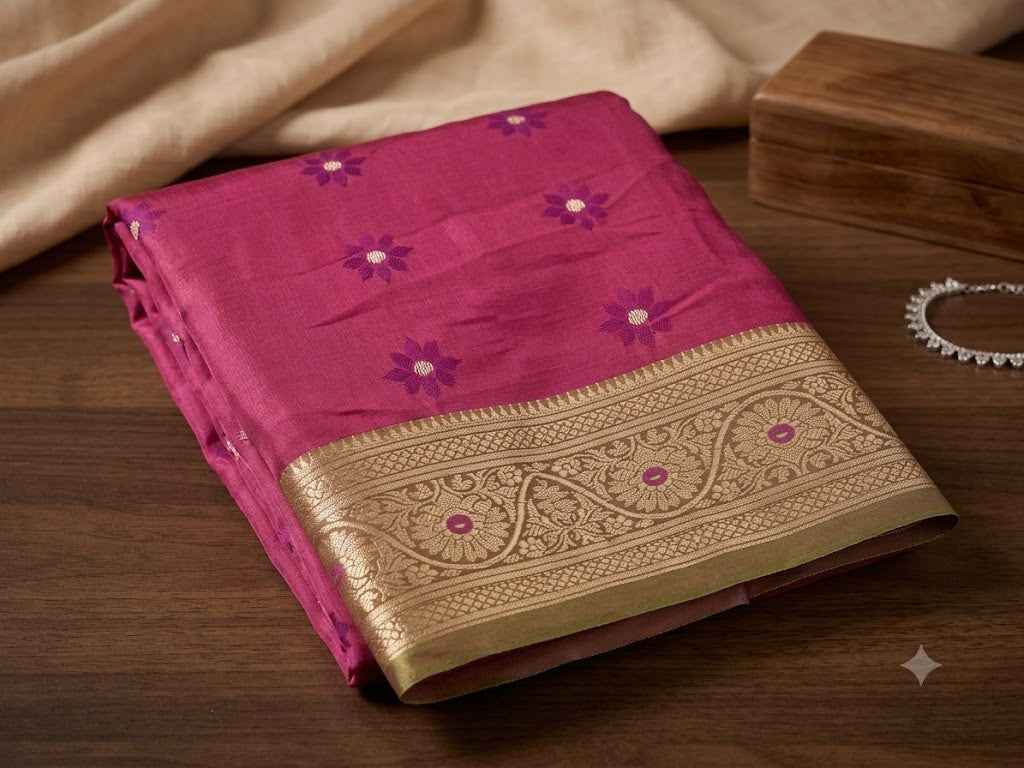 Woven Silk Saree with Rich Zari Brocade & Tassels