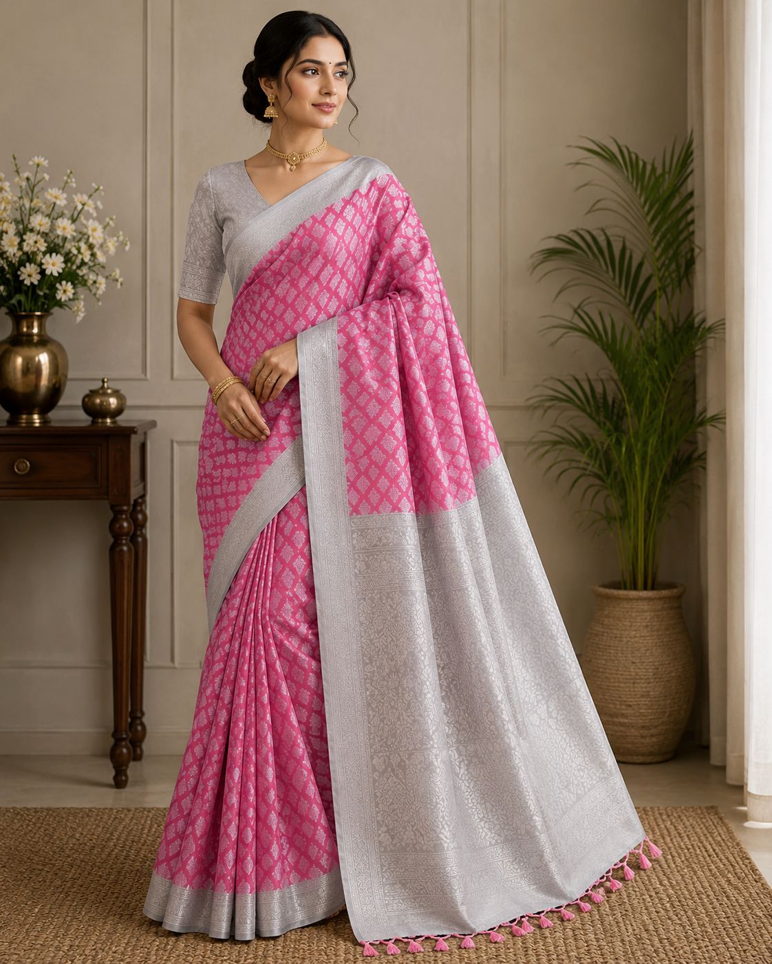 Premium Soft Jacquard Weave Saree with Designer Contrast Pallu