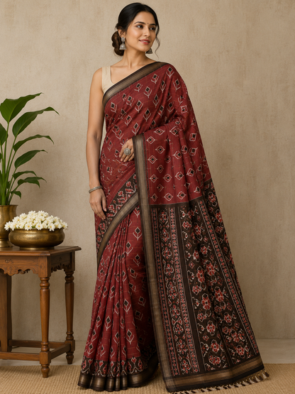 Pochampally Ikat Silk Saree with Woven Design