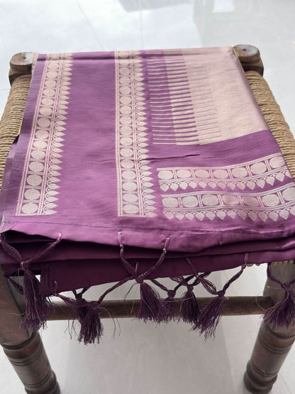 Mustard Yellow & Purple Soft Silk Saree