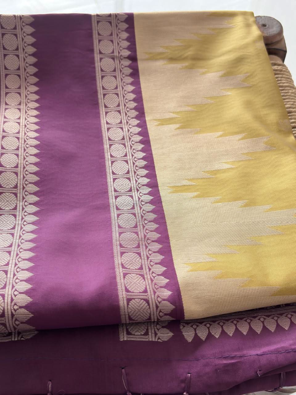 Mustard Yellow & Purple Soft Silk Saree