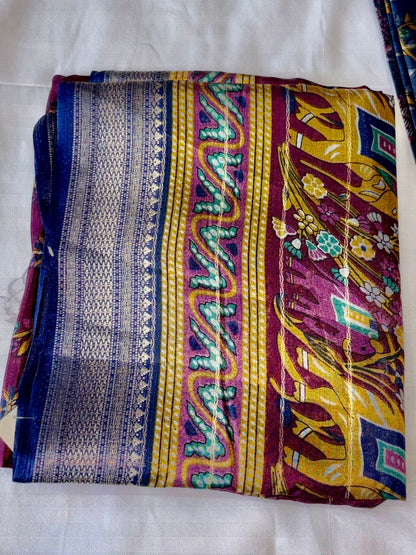 Premium Floral  georgette Silk Saree | Elegant Designer Saree with Rich Border & Pallu