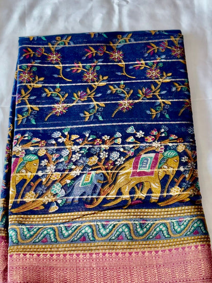 Premium Floral  georgette Silk Saree | Elegant Designer Saree with Rich Border & Pallu