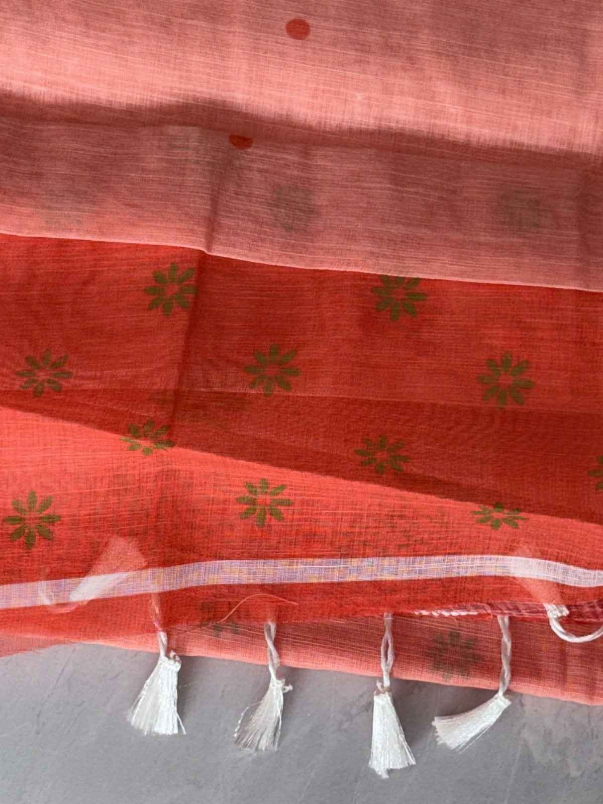 Elevate Your Style with Our Floral Print Linen Cotton Saree - Saree Fusion