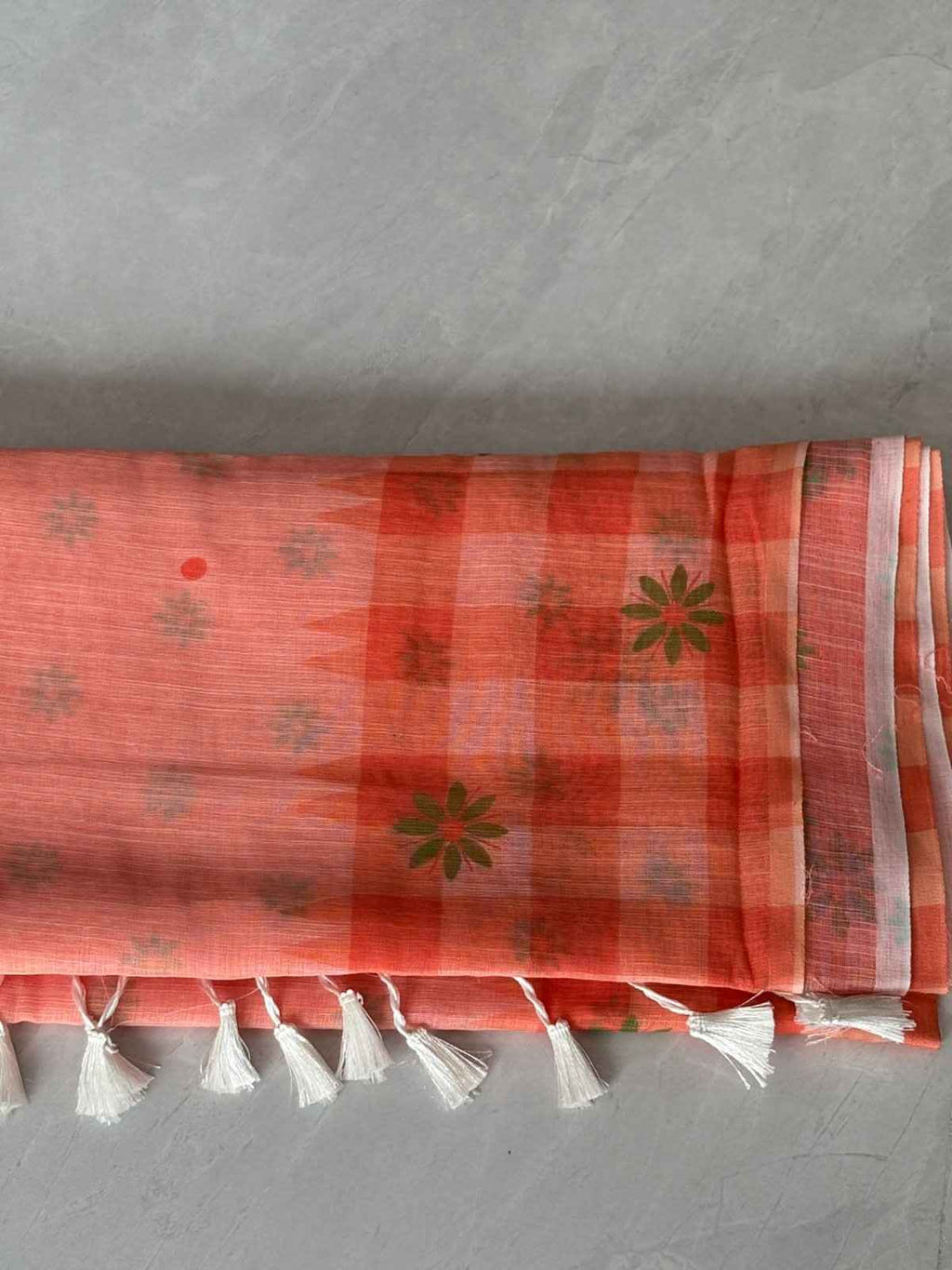 Elevate Your Style with Our Floral Print Linen Cotton Saree - Saree Fusion
