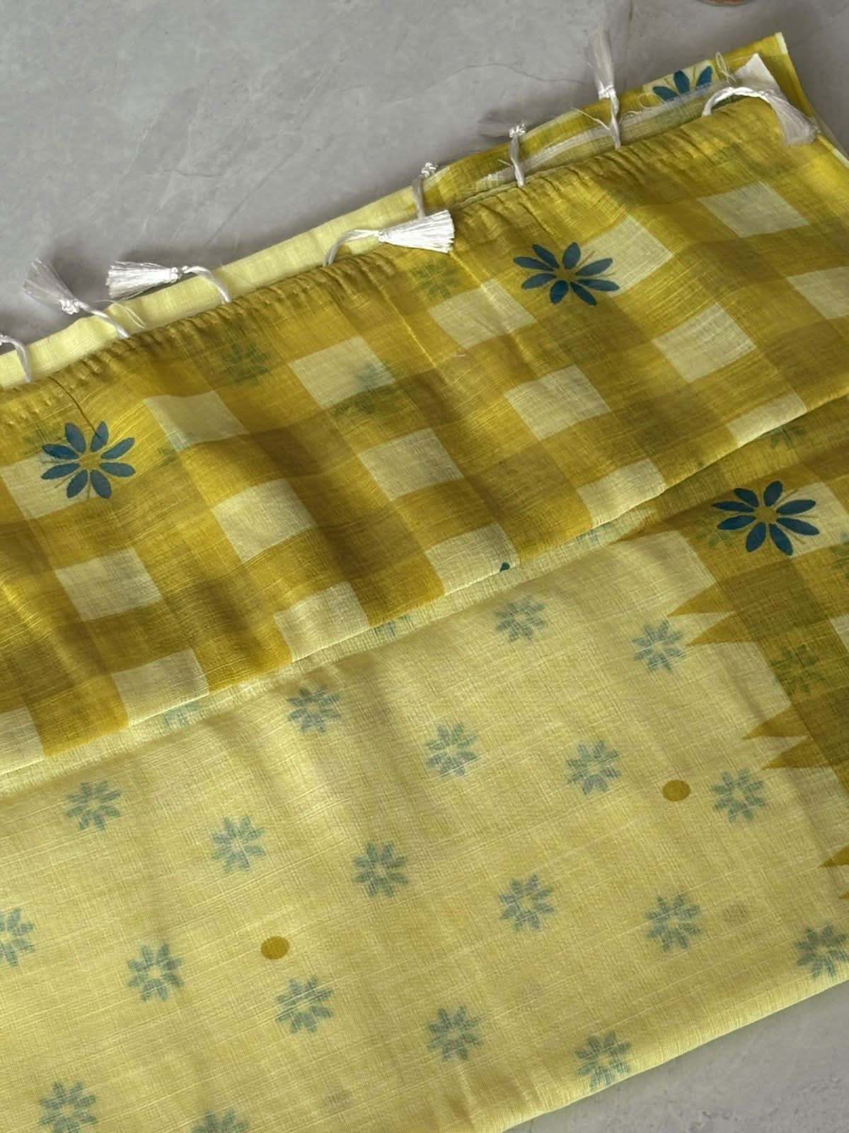 Floral Print Linen Cotton Designer Saree