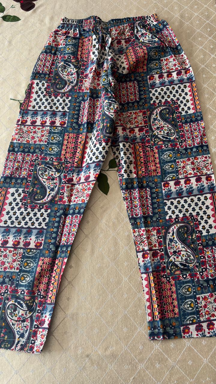 Kalamkari Print Cotton Co-Ord Set | V-Neck Kurta & Pants