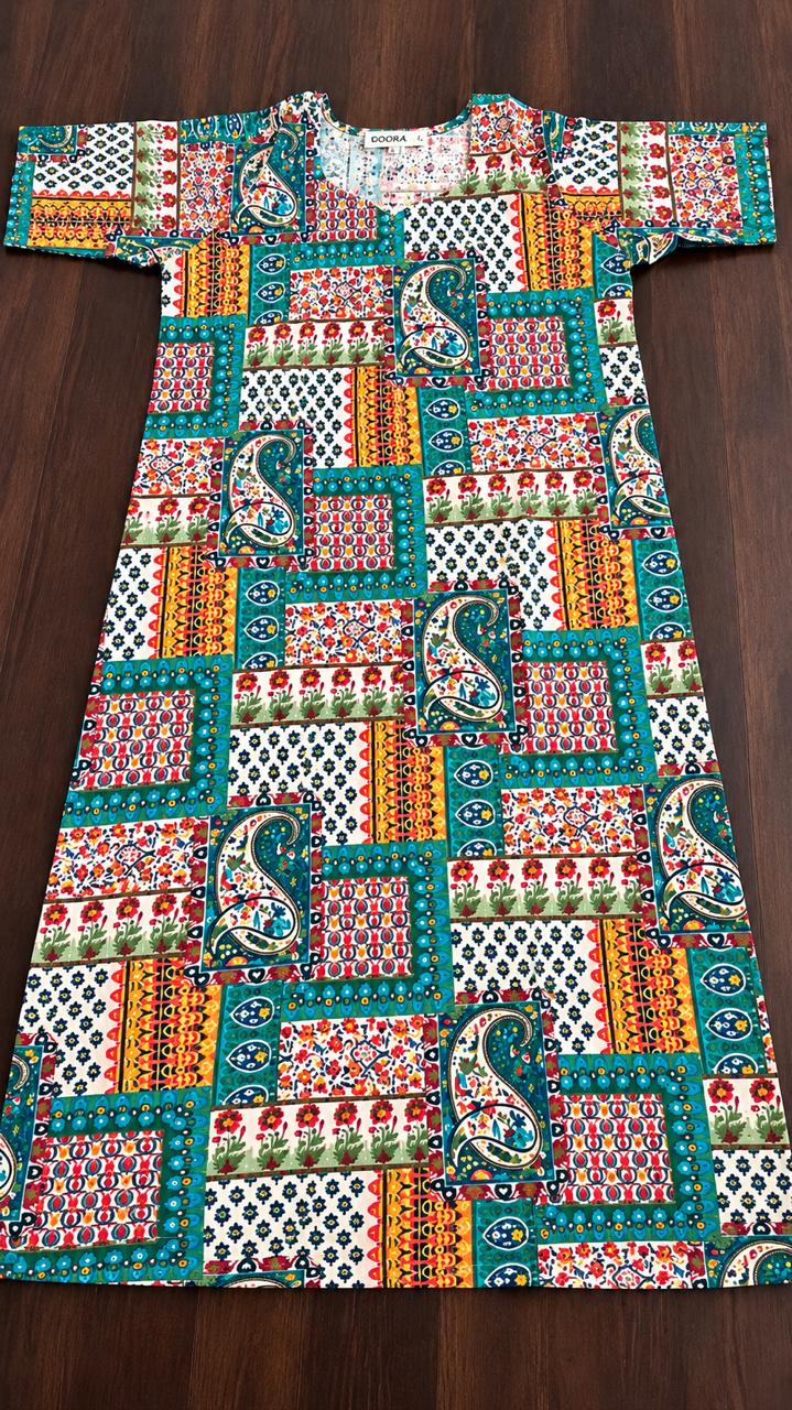 Kalamkari Print Cotton Co-Ord Set | V-Neck Kurta & Pants