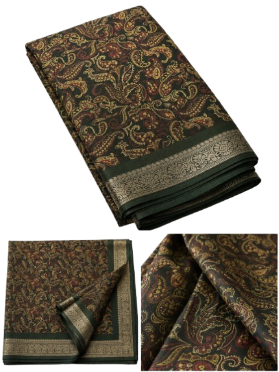 Premium Mashmellow Saree with Intricate Printed Design & Zari Border