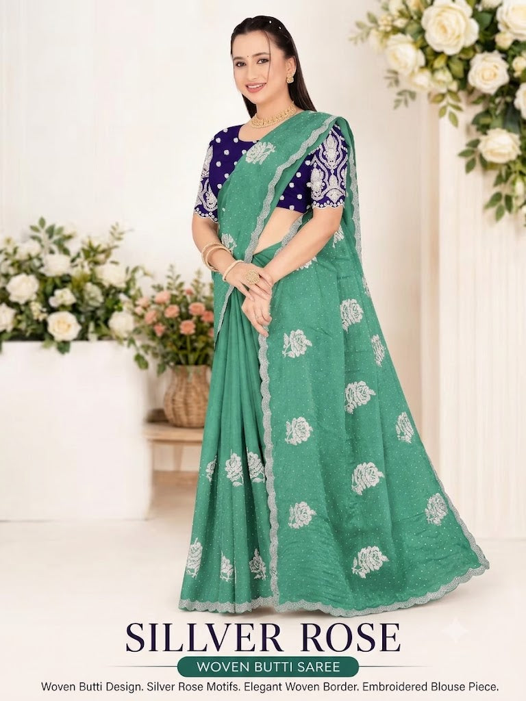 Elegant Silver Rose Saree: Elevate Your Celebrations with Timeless Style