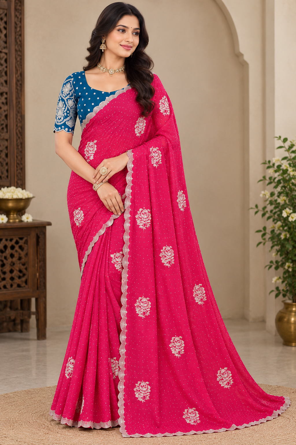 Elegant Silver Rose Saree: Elevate Your Celebrations with Timeless Style