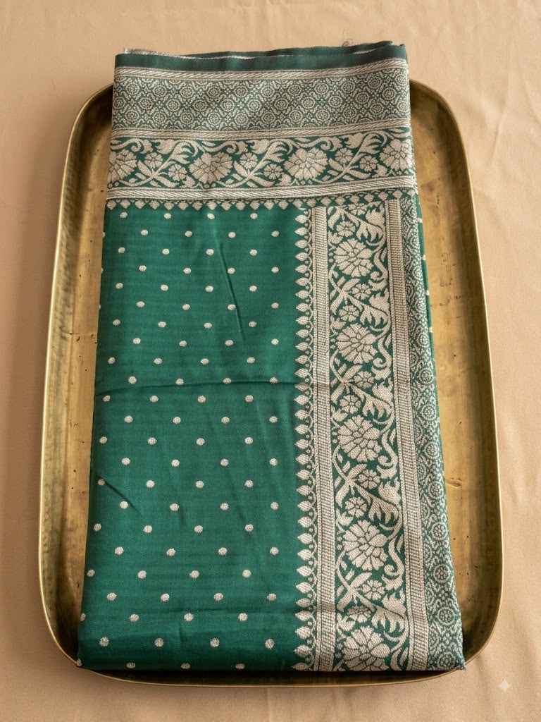Designer Silk Saree: Chic Green Litchi Silk for Every Occasion - Saree Fusion