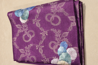 Banarasi Silk Blend Saree with Woven Zari Border & Floral Pallu