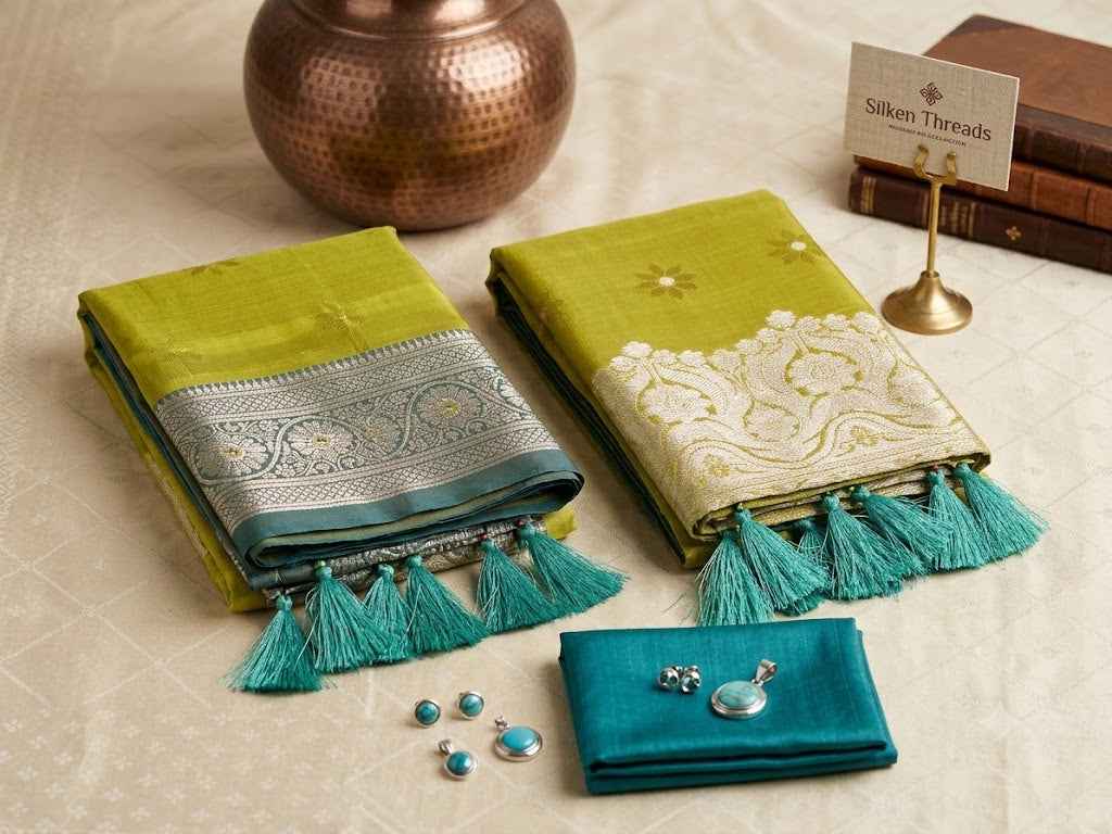 Woven Silk Saree with Rich Zari Brocade & Tassels