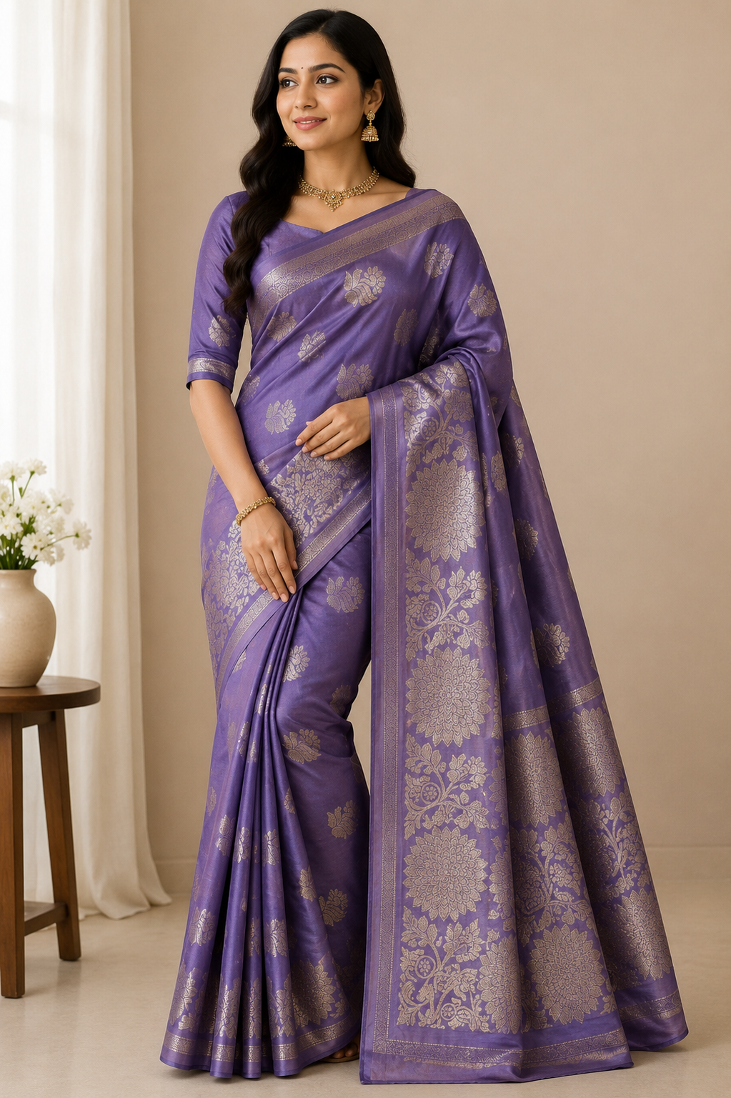 Premium Soft Silk Floral Zari Saree