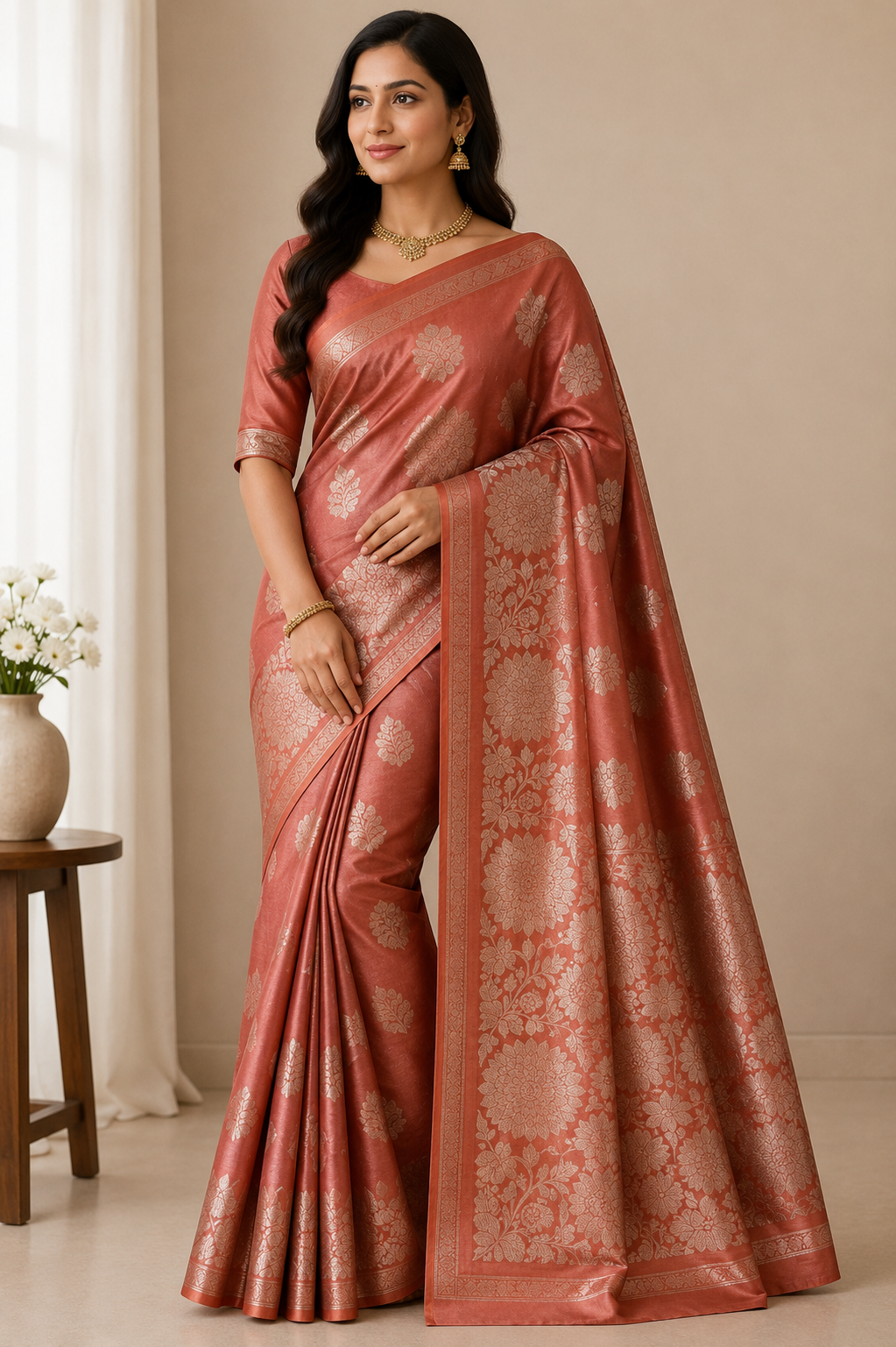 Premium Soft Silk Floral Zari Saree