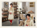Women's Off-White Embroidered Straight Silk Blend Kurti